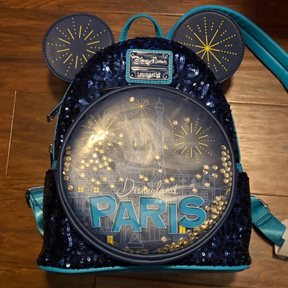 Loungefly Paris Sequin Backpack - Blue and Gold